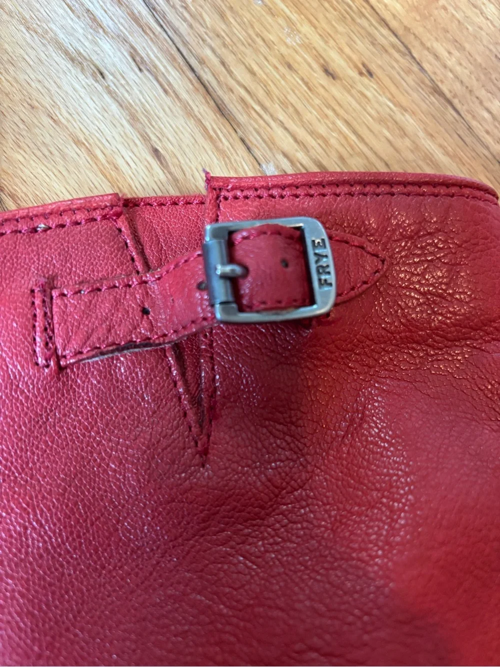 Women’s Frye Red Leather Buckle Boots